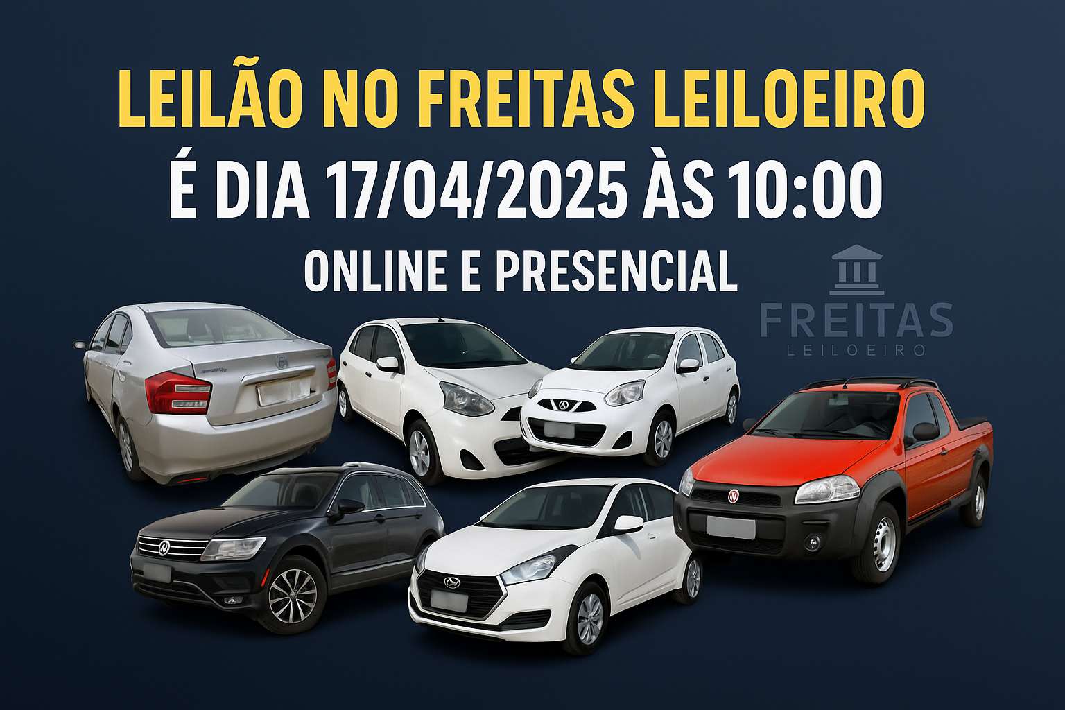 Freitas Leiloeiro 17/04/2025: Leilão Online & Presencial com Carros Baratos e Oportunidades!
