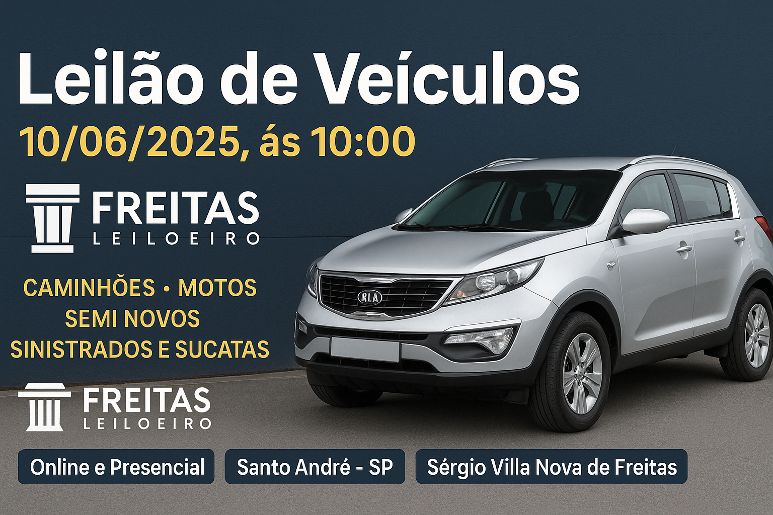 Leilão de Veículos no Freitas Leiloeiro: Oportunidade em Santo André/SP no dia 10/06!