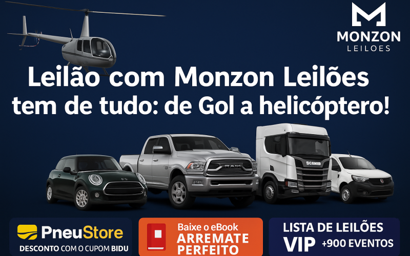 🚨 Leilão da SENAD com Monzon Leilões tem de tudo: de Gol a helicóptero! 😱🚁