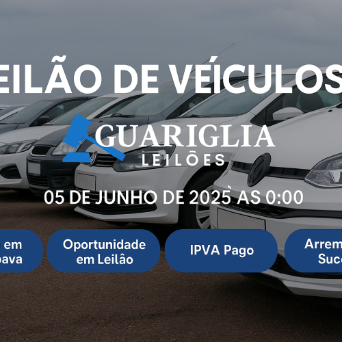 Leilão de Veículos na Guariglia Leilões: Quinta, 05 de Junho, em Caçapava/SP!