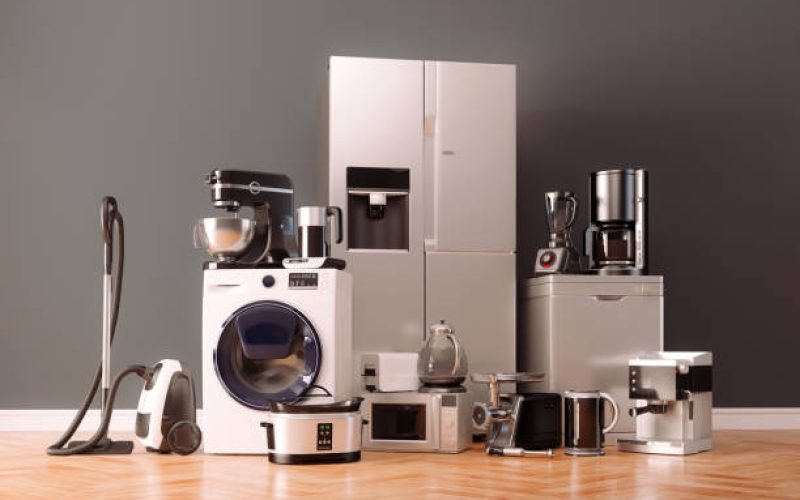 3d render of home appliances collection set